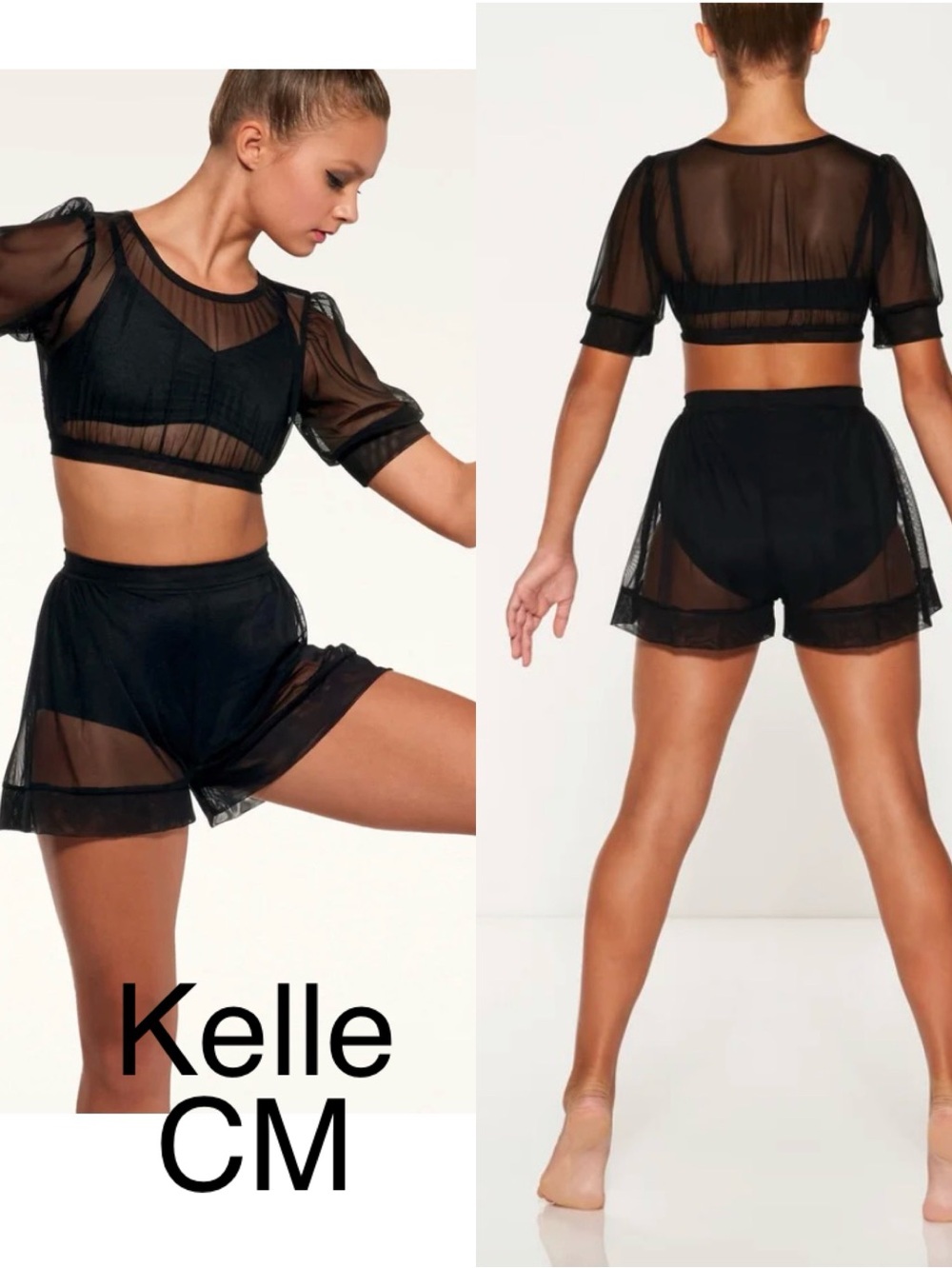 Black mesh dance costume